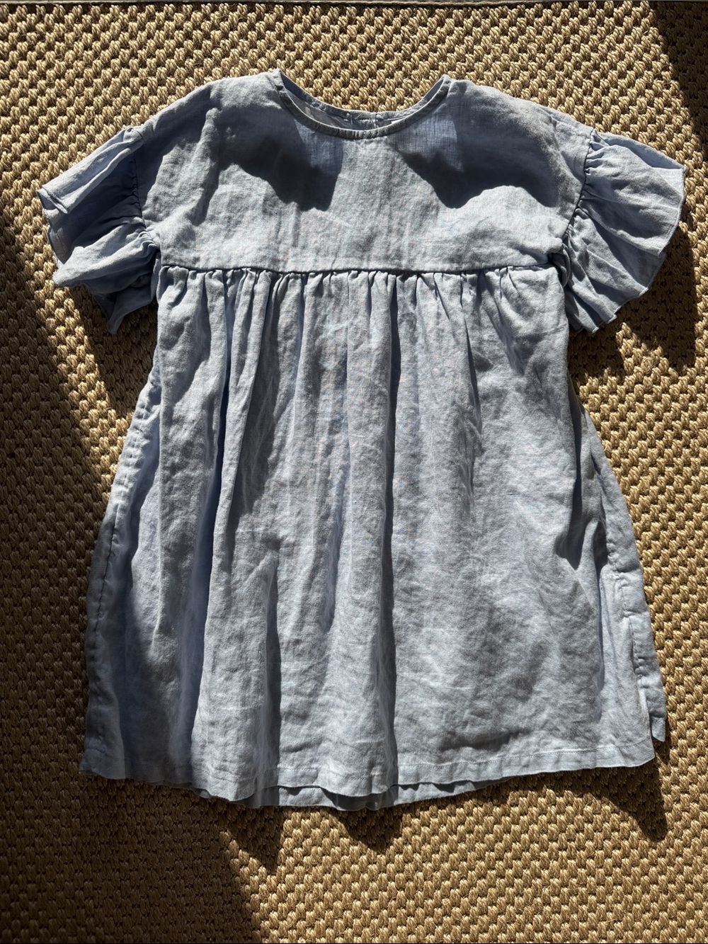 H&M Girls Light Blue Linen-Blend Kids Dress size 6x